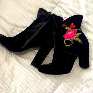 Black velvet booties